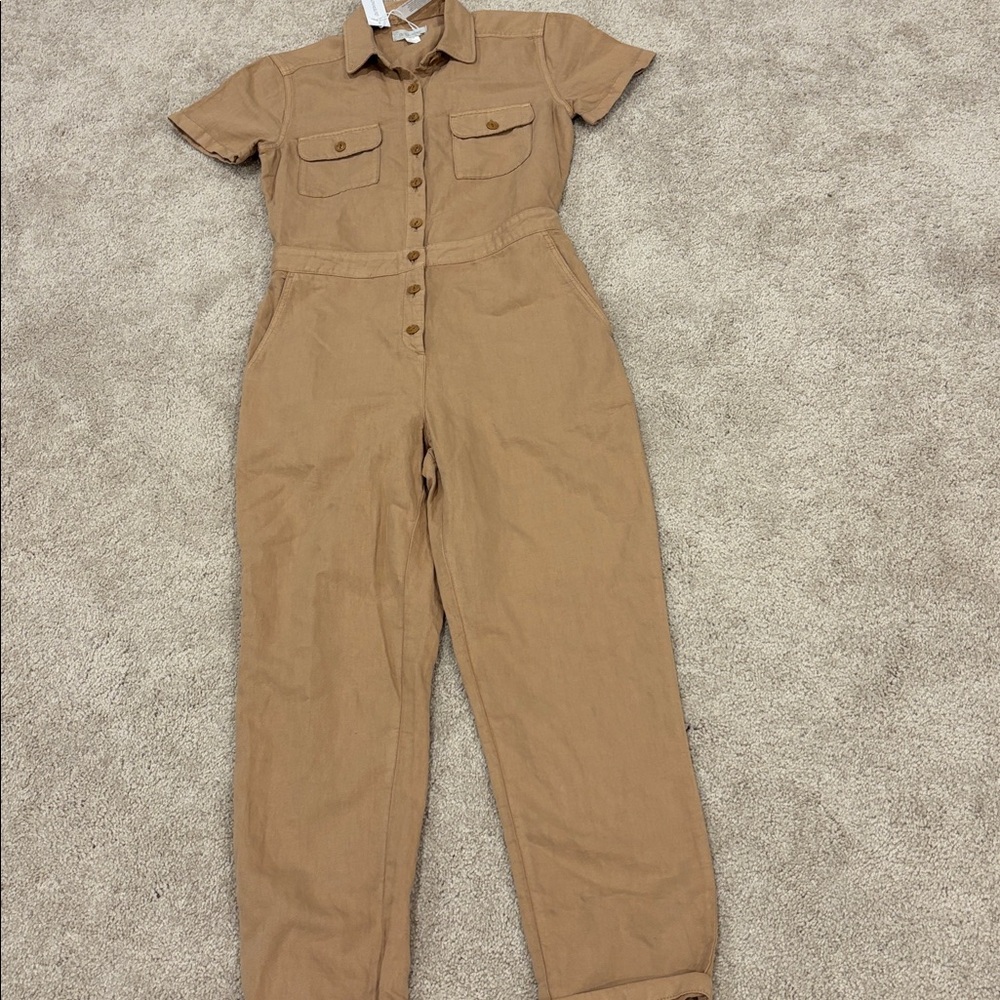 NWT Outerknown S.E.A. women’s jumpsuit button front sand color XS